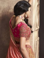 Peach N Pink Banarshi Silk Lehenga